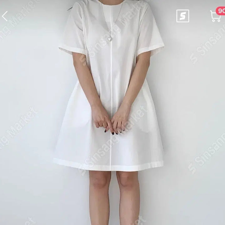 [BUNJANG] White Half-Sleeve Midi Dress / 원피스