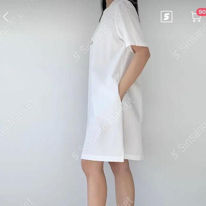 [BUNJANG] White Half-Sleeve Midi Dress / 원피스