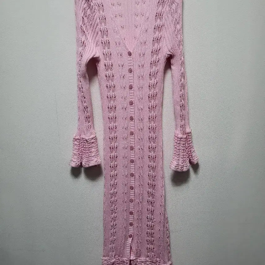 [BUNJANG] Pink Knit Long Cardigan / 50802/ 핑크 니트 롱 가디건/ 별하