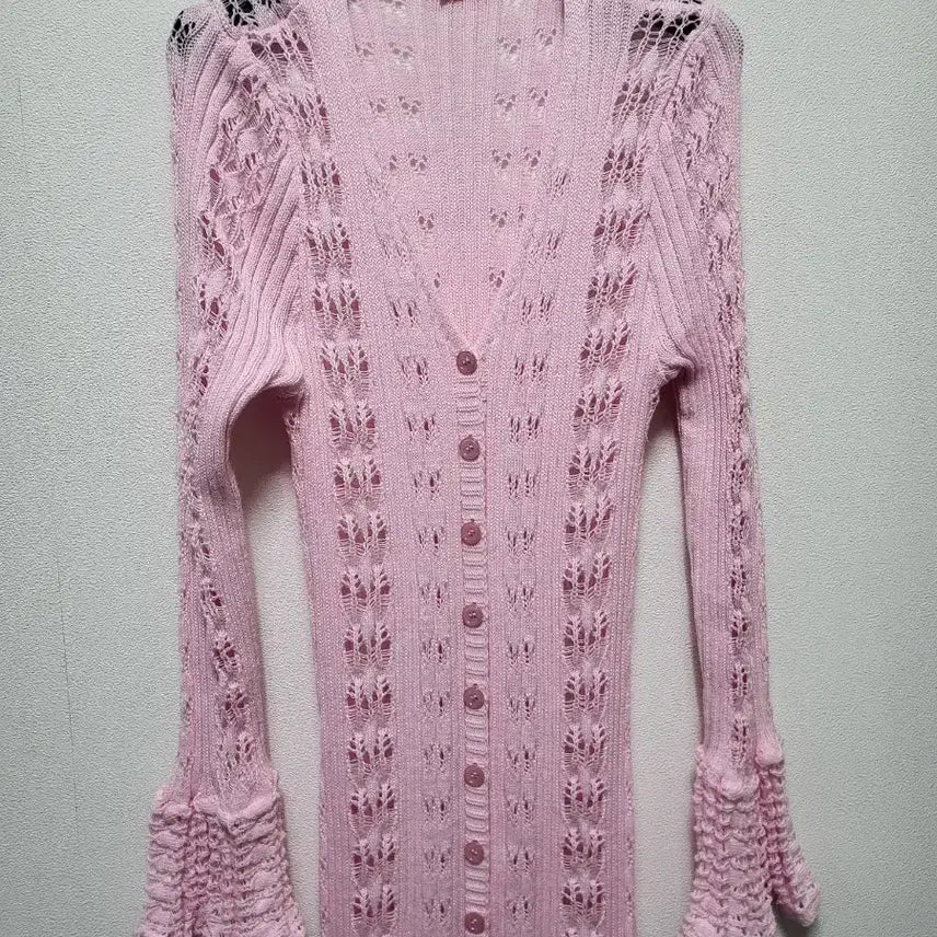 [BUNJANG] Pink Knit Long Cardigan / 50802/ 핑크 니트 롱 가디건/ 별하