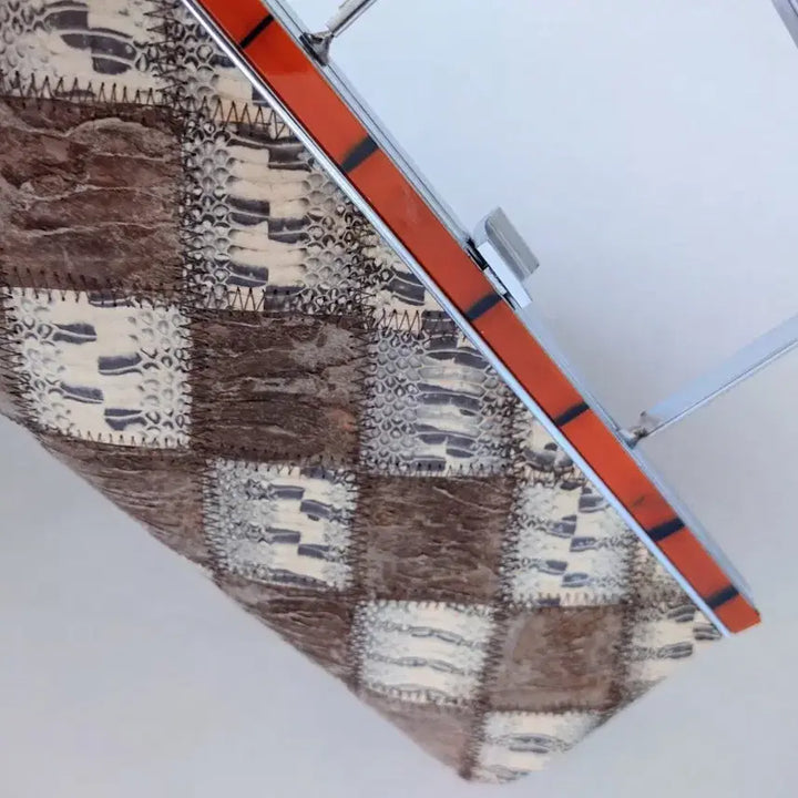 [BUNJANG] Handmade Real Python Frame Tote Bag / Clutch / 리얼 파이톤 토트백/클러치