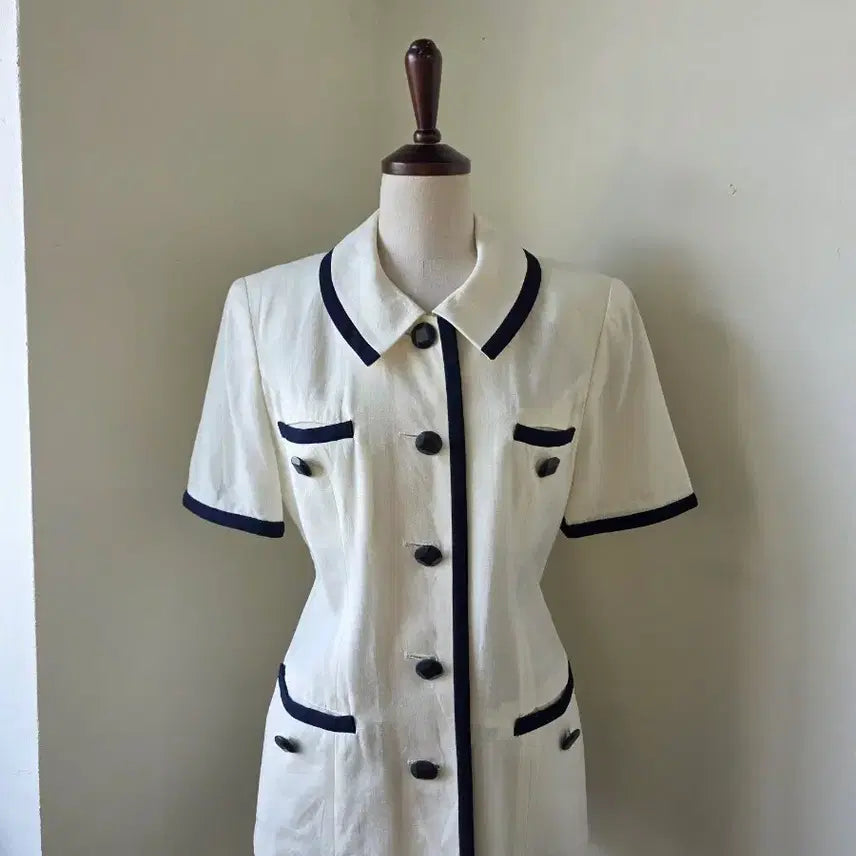[BUNJANG] Colorblock Linen Short Sleeve Jacket / 배색 린넨 반팔 자켓