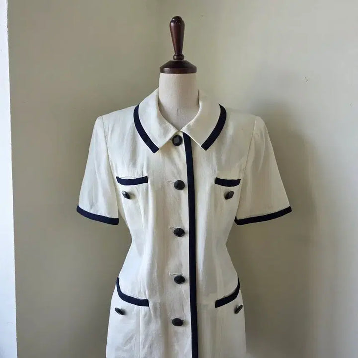 [BUNJANG] Colorblock Linen Short Sleeve Jacket / 배색 린넨 반팔 자켓