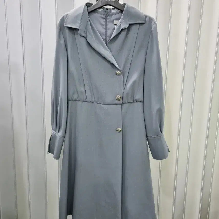 [BUNJANG] DeWL Blue-Gray Collared Midi Dress / DeWL 블루그레이 칼라넥 원피스