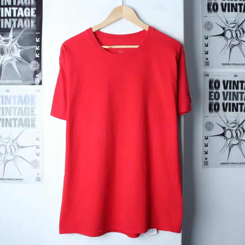 [BUNJANG] Champion Plain Red T-Shirt Big Size Old School / (L-2XL) 챔피온 반팔 티셔츠 빅사이즈 무지 레드 올드스쿨-7580