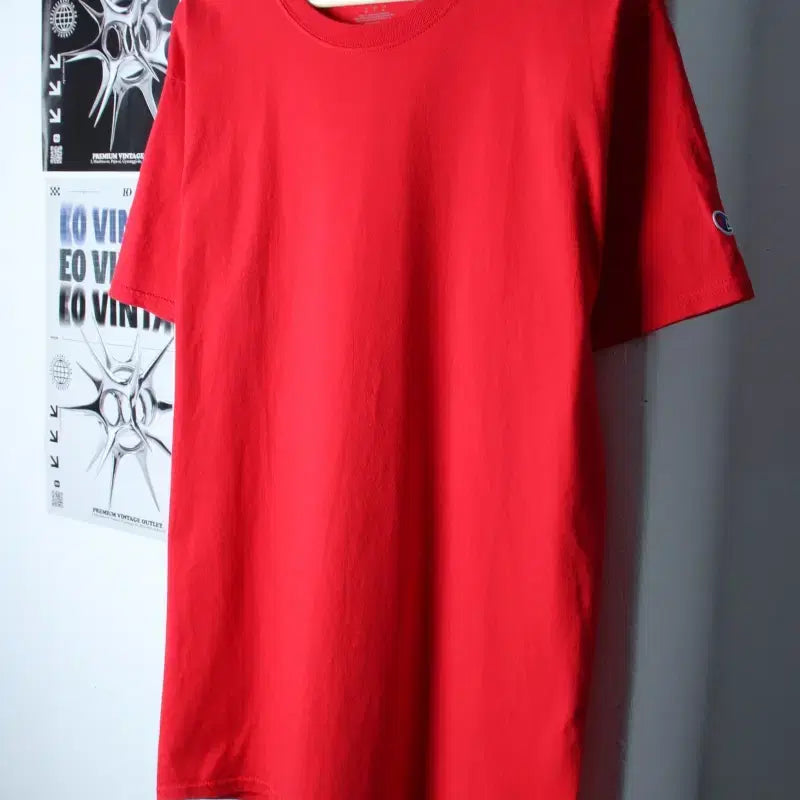 [BUNJANG] Champion T-Shirt Big Size Plain Red / (L-2XL) 챔피온 반팔 티셔츠 빅사이즈 무지 레드 올드스쿨-7582