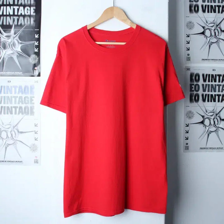 [BUNJANG] Champion T-Shirt Big Size Plain Red / (L-2XL) 챔피온 반팔 티셔츠 빅사이즈 무지 레드 올드스쿨-7582