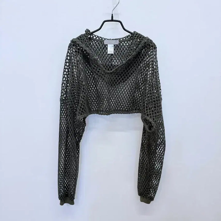 [BUNJANG] Theilma Net Hooded Cropped Top / 더일마 그믈 후드 크롭탑