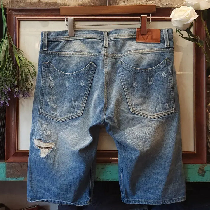 [BUNJANG] RRL Distressed Patchwork Denim Shorts 36 / 더블알엘 데님 반바지 솟팬츠 36