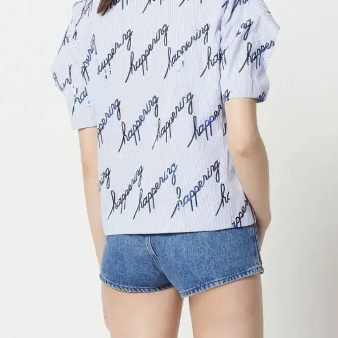 [BUNJANG] Sandro Lettering Sequin Shirt Blouse / 산드로 레터링 스팽글 셔츠 블라우스