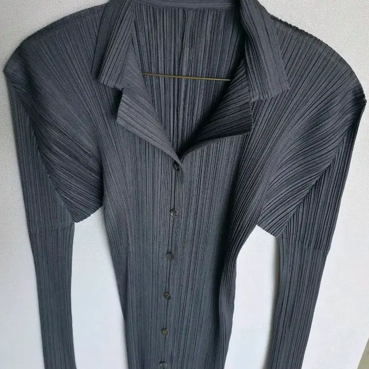 [BUNJANG] Pleats Please Shirting Jacket - Gray, Size 3 / 플리츠 플리즈 셔츠 자켓