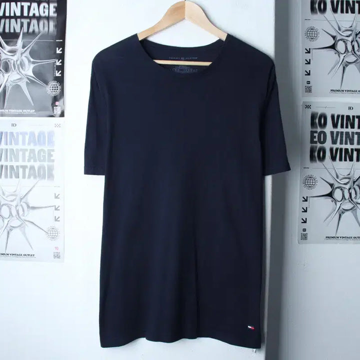 [BUNJANG] Tommy Hilfiger Basic T-Shirt Navy / (L-XL) 타미힐피거 반팔 티셔츠 네이비 무지 기본-75A7