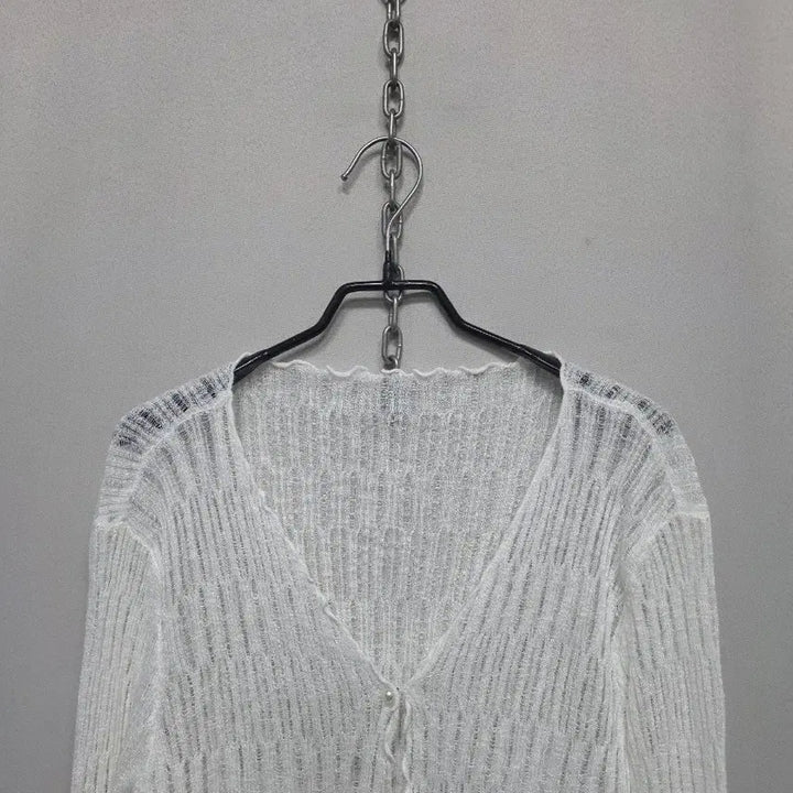 [BUNJANG] Haula Sheer Cropped Cardigan / haula 시스루 크롭 가디건