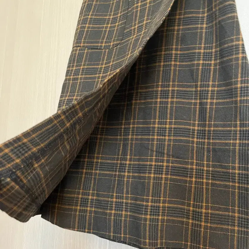 [BUNJANG] One Size Check Wrap Skirt (Brown/Khaki) / 프리싸이즈 체크 랩 스커트 (브라운/카키)