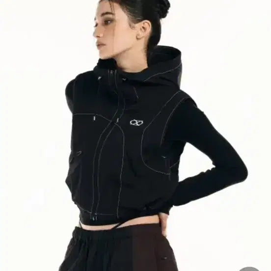 [BUNJANG] Setupexe Utility Stitch Hood Vest Black / 셋업이엑스이 후드 베스트