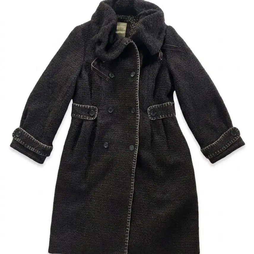 [BUNJANG] Thursday Island Double Button Long Coat Brown / 써스데이아일랜드 더블 버튼 롱 코트 브라운