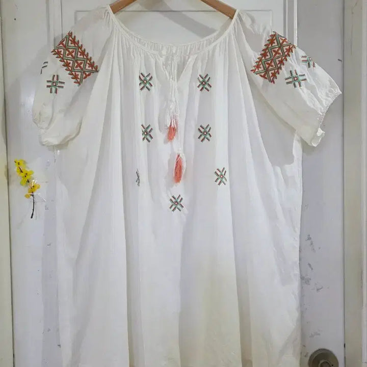 [BUNJANG] Plus Size Midi Dress / Blouse - Cotton / 여름빅사이즈. 고급스러운 디자인이쁜 면. 원피스겸. 블라우스 가슴단면66