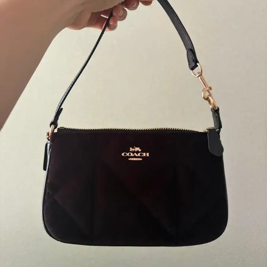 [BUNJANG] Coach Black Suede Mini Shoulder Bag / 코치 블랙 스웨이드 미니 숄더백