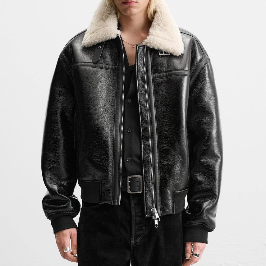 [BUNJANG] Zara Leather Effect Jacket Mussa Bomber / (XL) 자라 레더 이펙트 자켓 무스탕 봄버