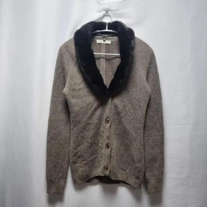 [BUNJANG] TIME by TIME Fur Collar Cardigan / 한섬 타임 퍼 카라 가디건