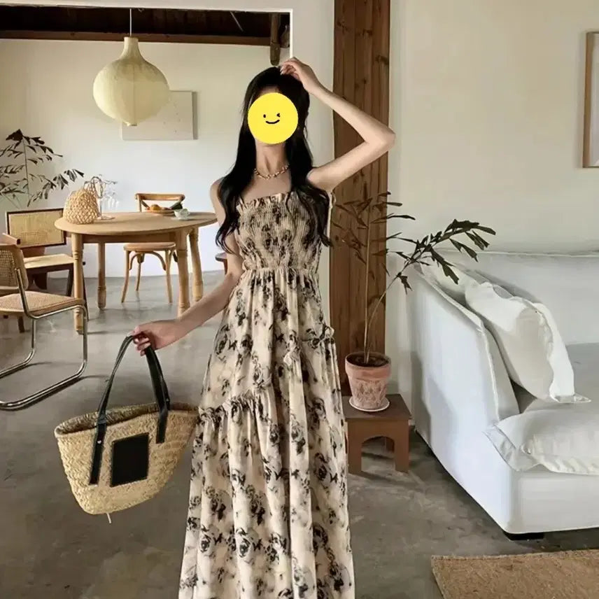[BUNJANG] Flower Pattern Long Dress / 에쁜 플라워 패턴 롱 원피스.새상품.