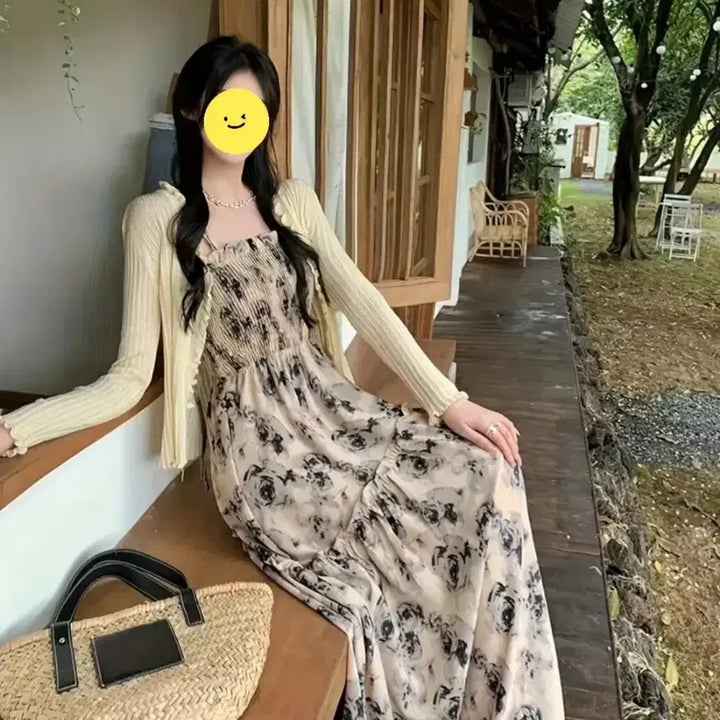 [BUNJANG] Flower Pattern Long Dress / 에쁜 플라워 패턴 롱 원피스.새상품.