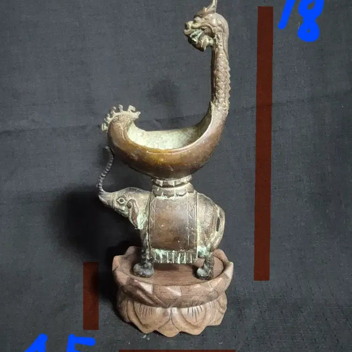 [BUNJANG] Bronze Elephant Dragon Incense Burner / 적동 브론즈 동 코끼리 용 조각 향로