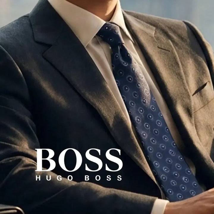 [BUNJANG] Hugo Boss Navy Jacquard Dot Pattern Silk Necktie 9.3cm / 휴고보스 네이비 자카드 도트 패턴 넥타이 9.3cm A+등급 K2617