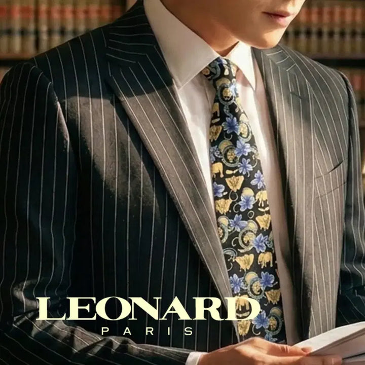 [BUNJANG] LEONARD Silk Elephant &amp; Floral Pattern Necktie / 레오나드 코끼리 플라워 패턴 넥타이 9.4cm S~A+등급 K2622
