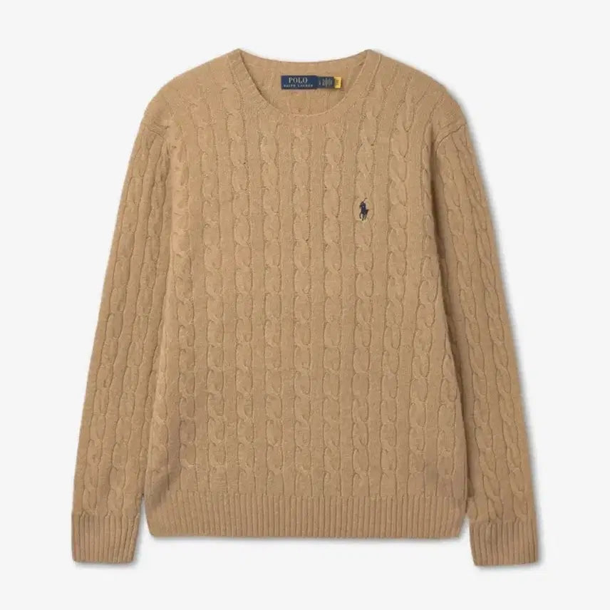 [BUNJANG] Polo Cable Knit Sweater Brown M / 폴로 랄프로렌 케이블 니트 브라운 m