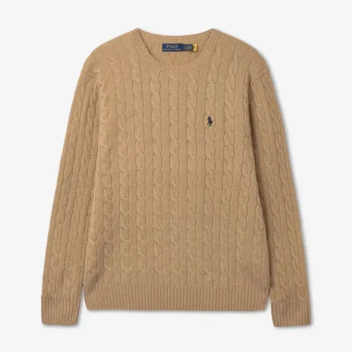 [BUNJANG] Polo Cable Knit Sweater Brown M / 폴로 랄프로렌 케이블 니트 브라운 m
