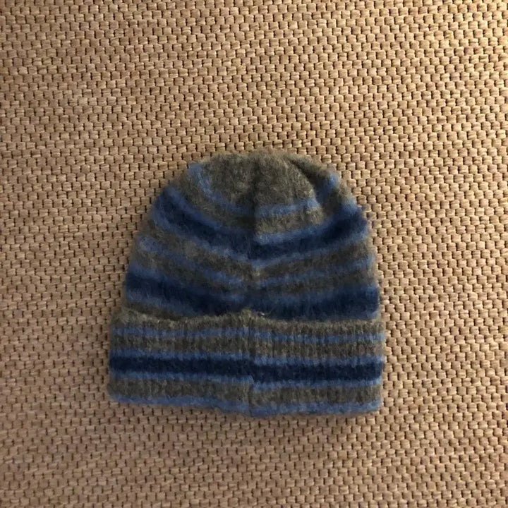 [BUNJANG] Gray Blue Stripe Mohair Beanie / 그레이 블루 스트라이프 비니
