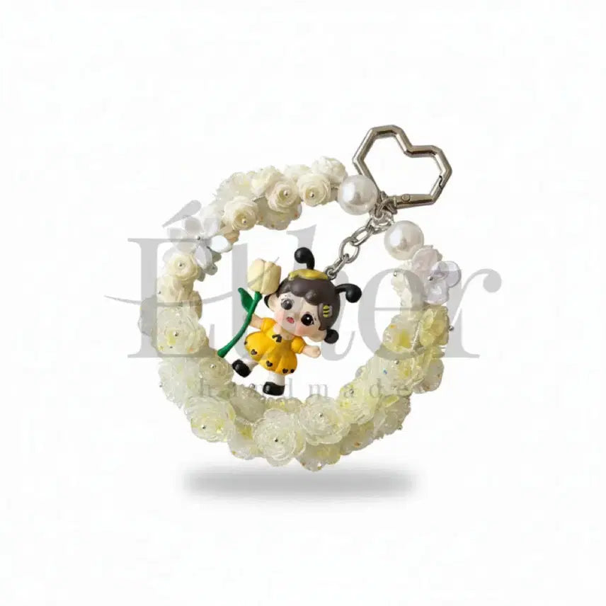 [BUNJANG] Handmade Flower Ring Doll Charm Keychain / 플라워 링 인형 키링 참 장식 키링 핸드메이드 에테르