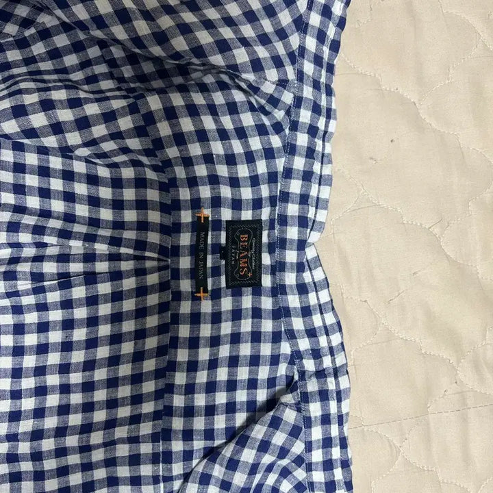 [BUNJANG] BEAMS PLUS Linen Blue Gingham Check Shirt - Size L / 빔즈플러스 린넨 블루 깅엄 체크셔츠 L사이즈 팝니다
