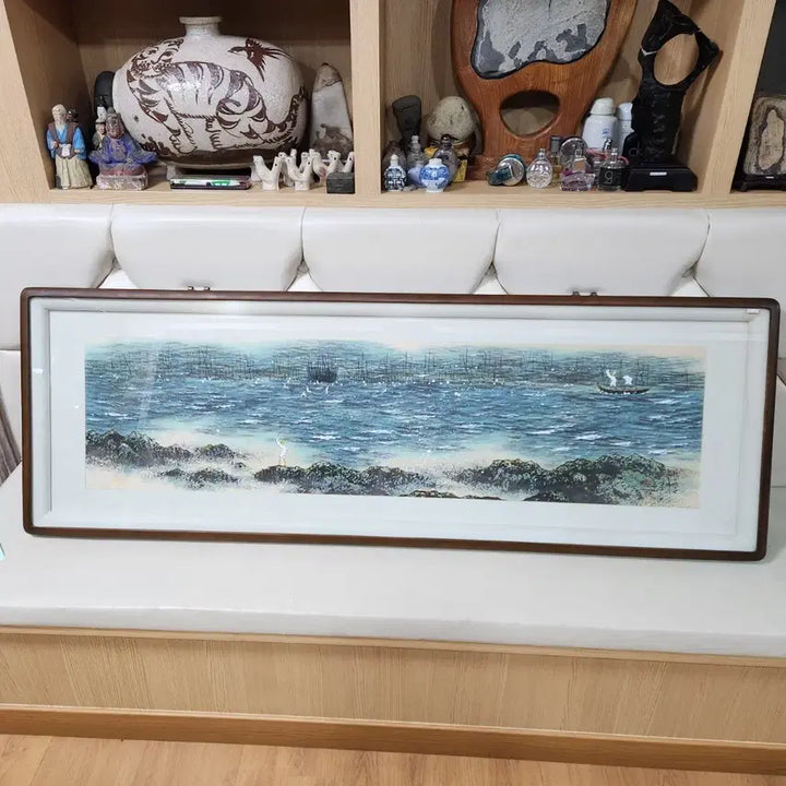 [BUNJANG] Jeongam Park Bong-hak Seascape Painting Framed Art / 정암 박봉학 (바다 풍경 액자 그림)