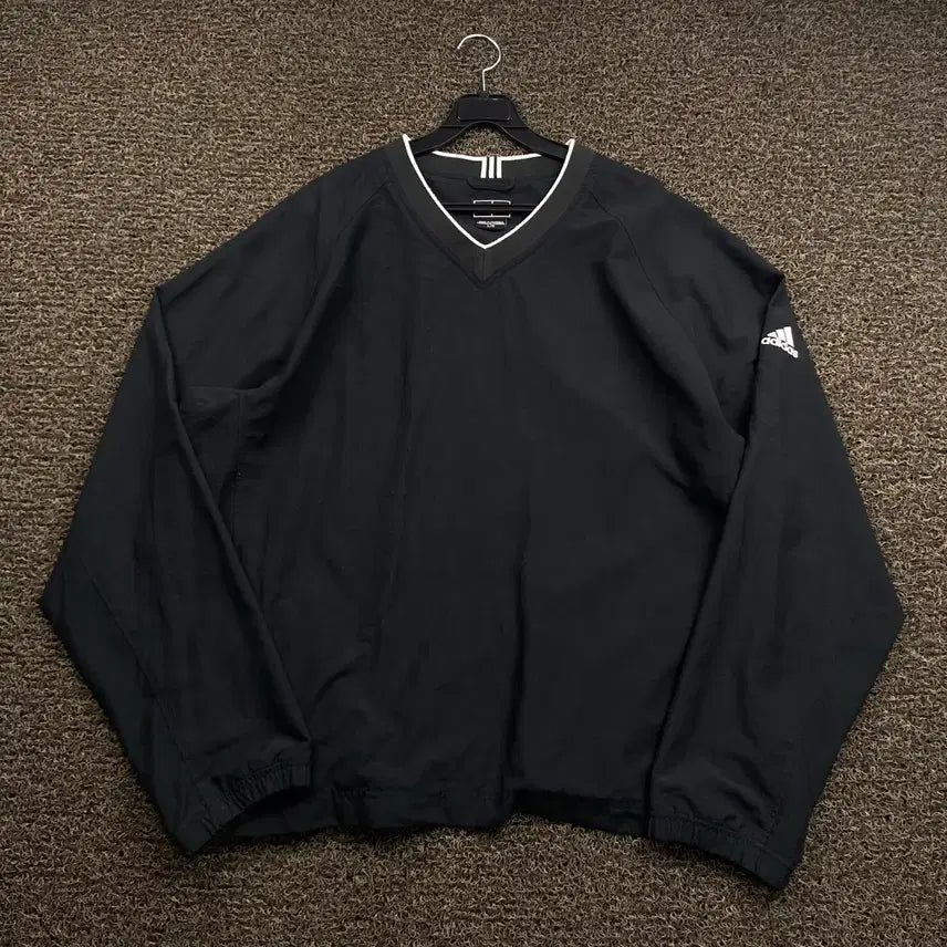 [BUNJANG] Adidas Black V-Neck Warm-Up Top / 아디다스 블랙 브이넥 웜업
