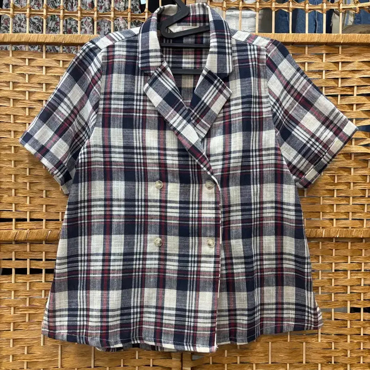 [BUNJANG] Check Pattern Short Sleeve Jacket / 체크 반팔 자켓