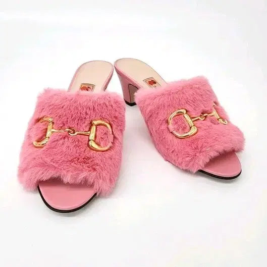 [BUNJANG] Gucci Pink Fur Mules Slippers / 구찌 핑크 퍼 뮬 슬리퍼