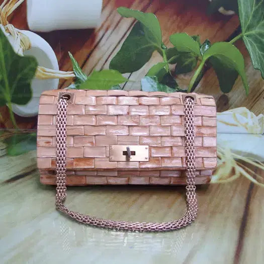 [BUNJANG] Toto Time Eel Leather Chain Bag - Brown / 구제토토 타임 장어가죽 체인백 정품 중고가방 명품 60705