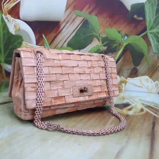 [BUNJANG] Toto Time Eel Leather Chain Bag - Brown / 구제토토 타임 장어가죽 체인백 정품 중고가방 명품 60705