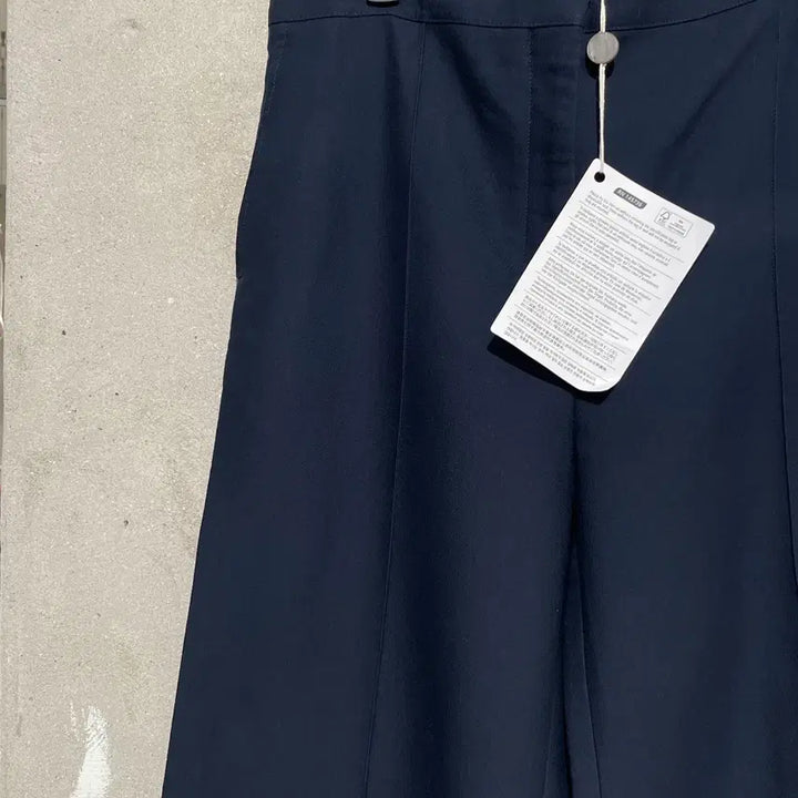 [BUNJANG] Sandro Dark Navy One-Pleat Wool Cotton Blend Wide Slacks / 산드로 다크 네이비 원턱 울 코튼 혼방 와이드 슬랙스