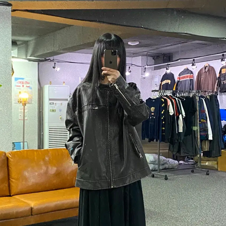 [BUNJANG] REMAIN Single Rider Leather Jacket / REMAIN 싱글라이더 레더 가죽자켓 B4692