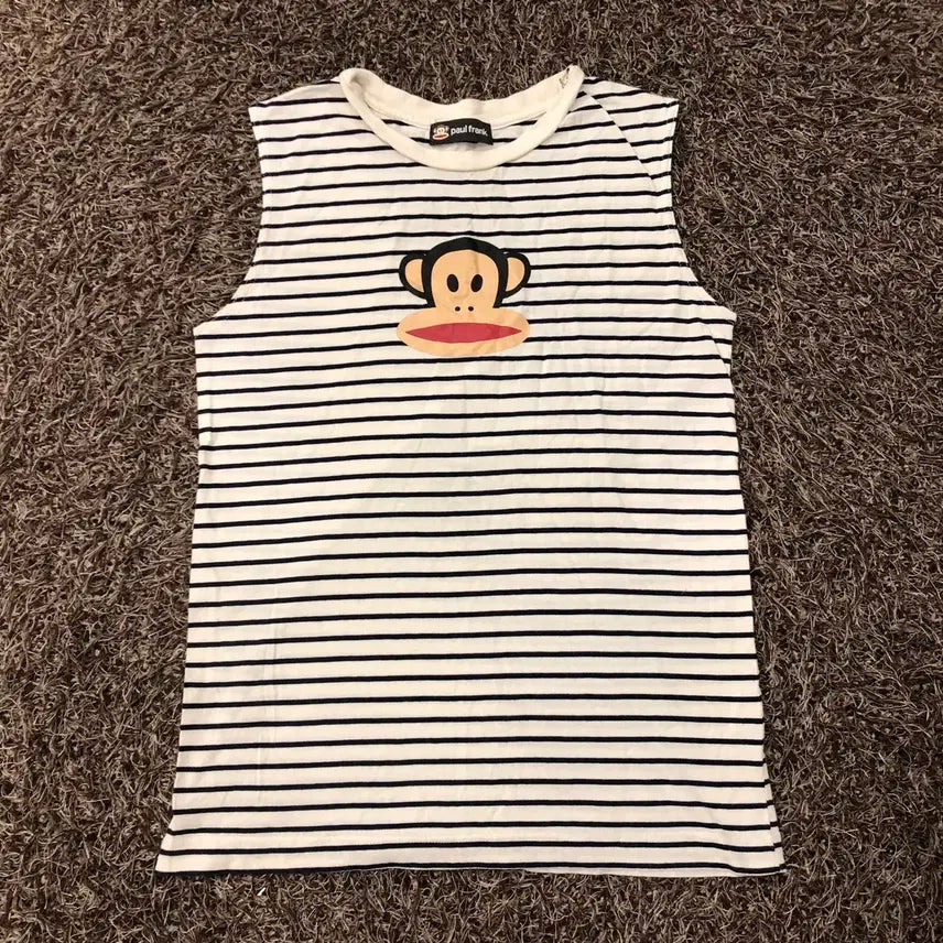 [BUNJANG] M.Polonfranc Stripe Sleeveless T-shirt / M 폴프랭크 스트라이프 민소매 나시 티셔츠