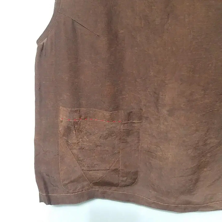 [BUNJANG] Brown Rayon Vest with Patch / ㅎ247 인견베스트