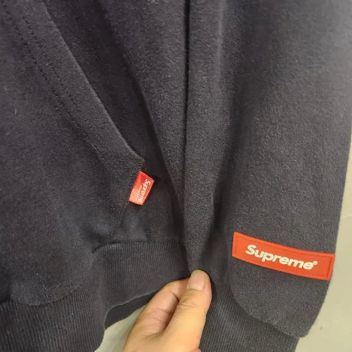 [BUNJANG] Supreme Navy Full Zip Hoodie / 슈프림 네이비 풀집업 후드티