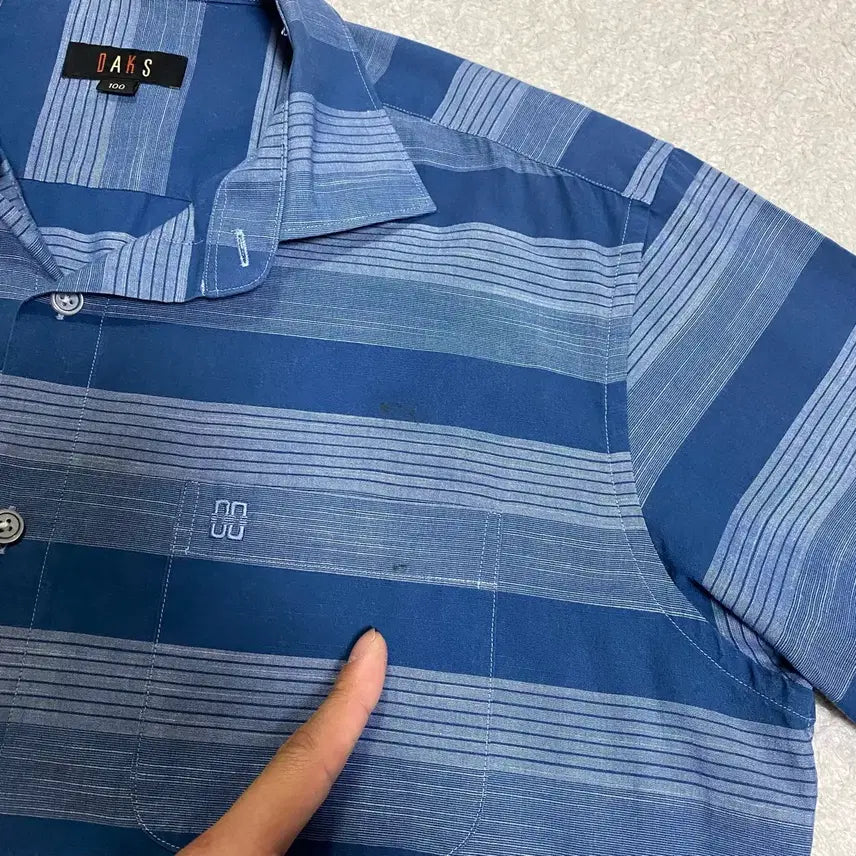 [BUNJANG] DAKS Blue Stripe Short Sleeve Shirt Size 100 / DAKS 닥스 블루 스트라이프 반팔 셔츠 100