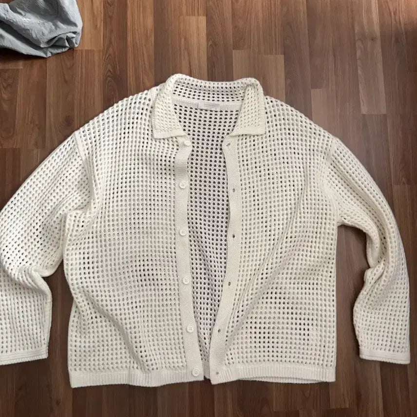 [BUNJANG] Ivory Net Knit Cardigan / 아이보리 그물 니트 가디건