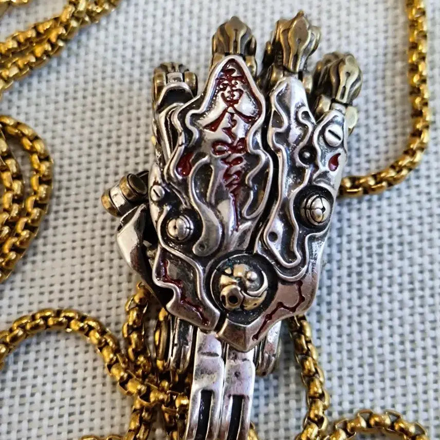 [BUNJANG] Antique Taoism Auspicious Charm Necklace / 도교풍 기관술 주사 부적&amp;6자진언범어 세트 목걸이 부적