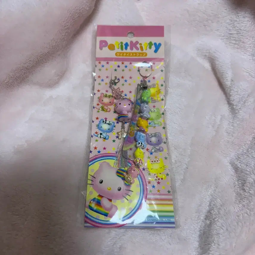 [BUNJANG] Sanrio Hello Kitty Rainbow Mini Vintage Charm / 도깨비 키티스트랩 무지개 미니 고전 산리오 헬로키티 핑크 쁘띠 별 키링