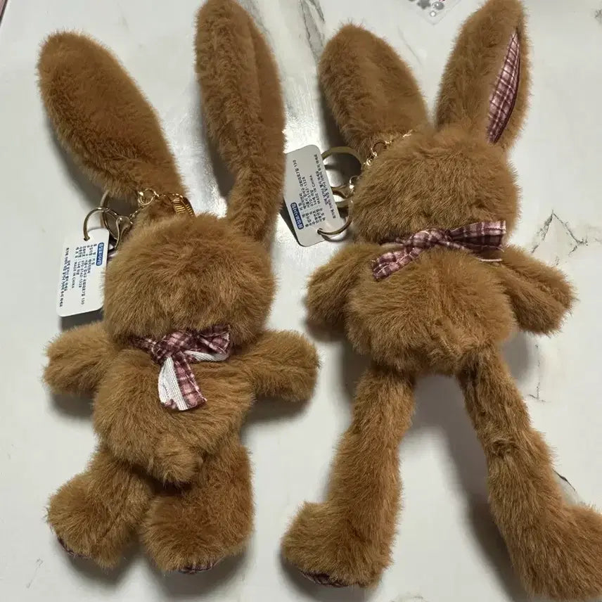 [BUNJANG] Brown Rabbit Plush Keychain with Long, Stretchy Legs / 귀가 길어지는 갈색 토끼 인형 키링 늘어나는 롱다리